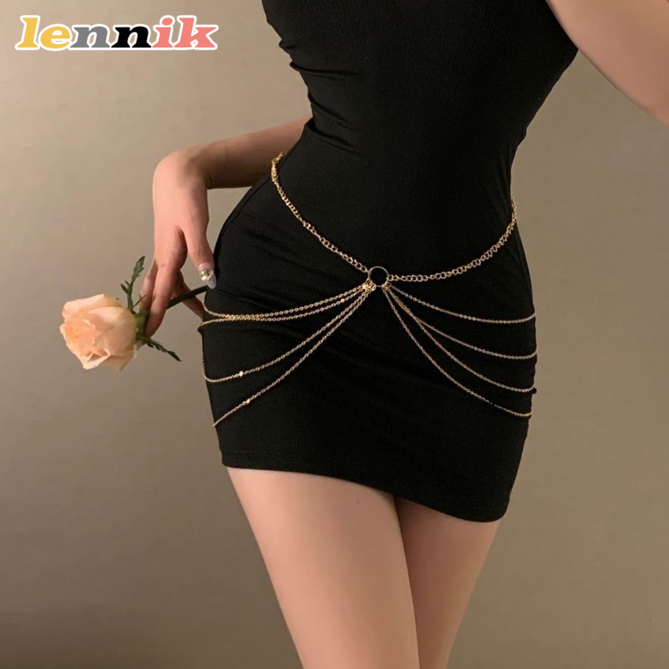 Body Jewelry For You - LENNIK 태슬 메탈 멀티 레이어 허리