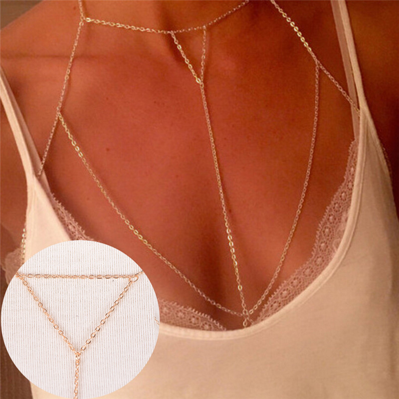 Body Jewelry Necklace - 골드 실버 패션 링크 체인 브라,