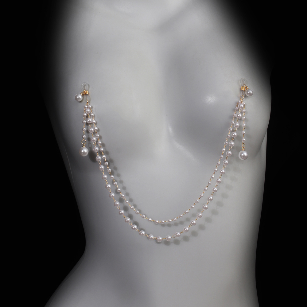 Body Jewelry Retainers - 인조 진주 태슬 체스트 체인 브라