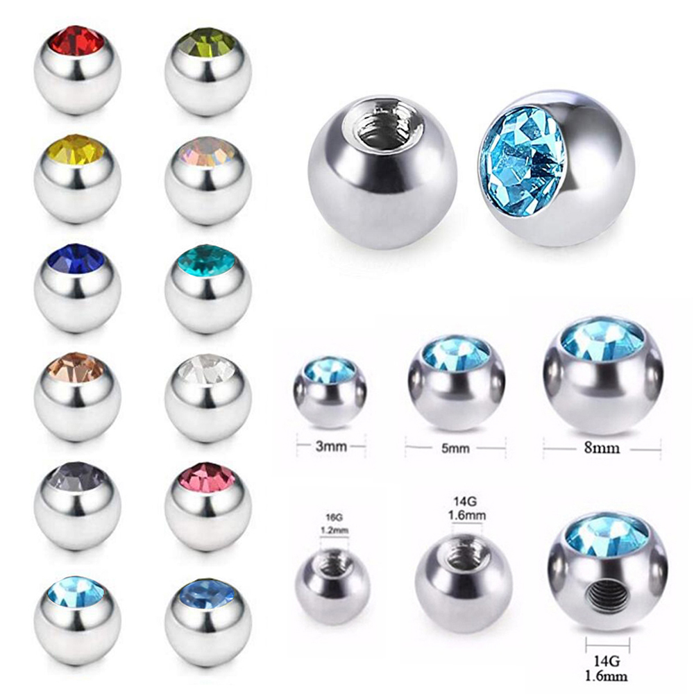 스테인리스 스틸 CZ 크리스탈 나사 구멍 교체 볼, 혀 - Body Jewelry Replacement Ball 리뷰 및 가격