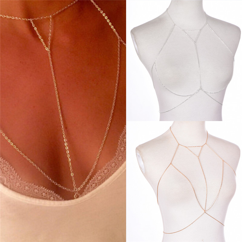 골드 실버 패션 링크 체인 브라, 다층 섹시 비치 비키 - Body Jewelry Necklace 리뷰 및 가격