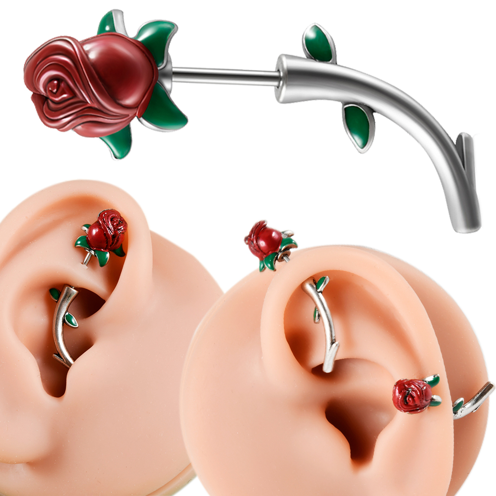 외과 스틸 레드 로즈 플라워 룩 피어싱 꽃 배꼽 링 스 - Body Jewelry Surgical Steel 리뷰 및 가격